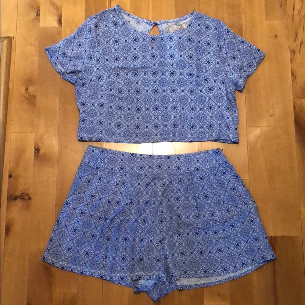 LF Blue Patterned Two-Piece Set - Picture 2 of 5